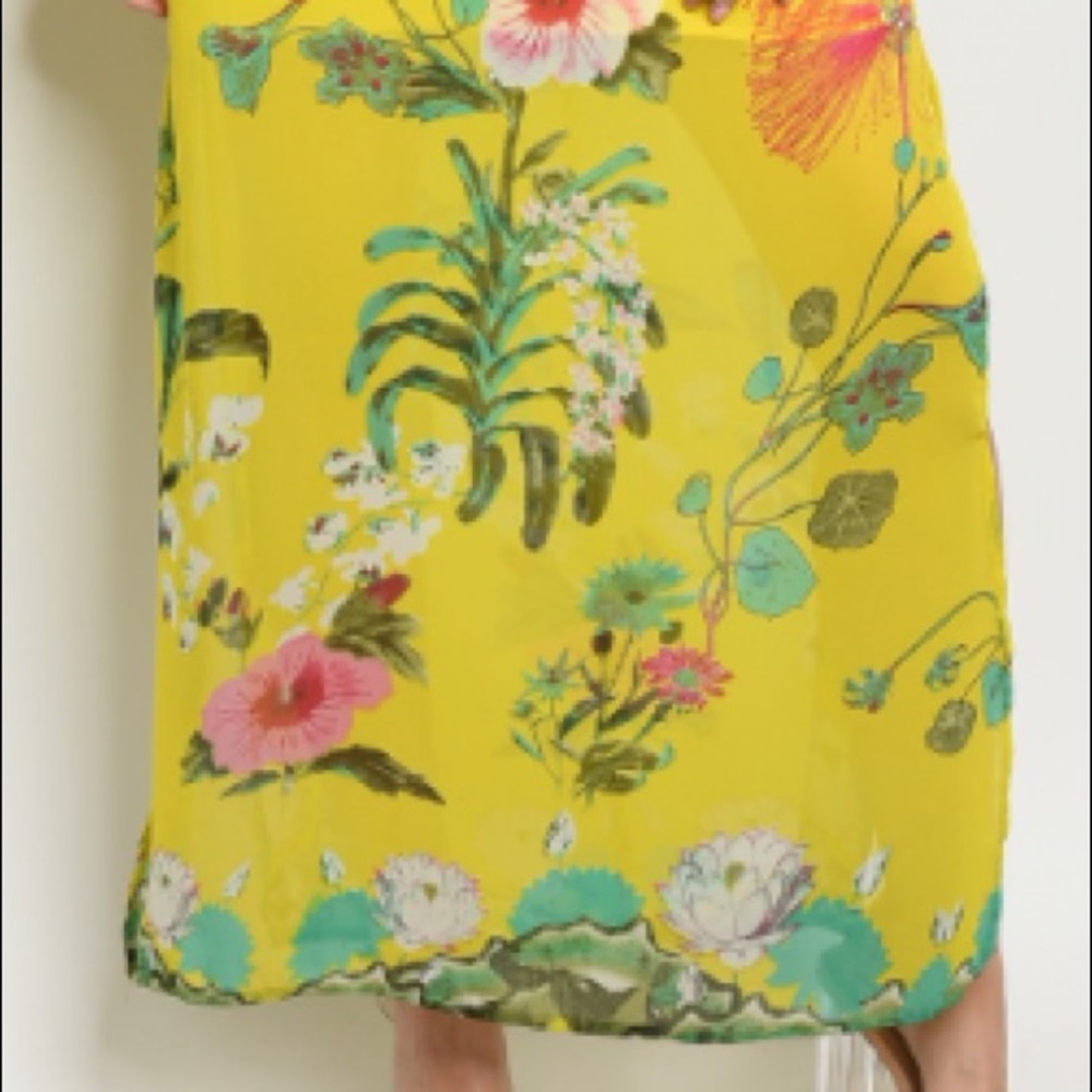 Yellow Short sleeve floral print vneck maxi dress - Picture 4 of 4